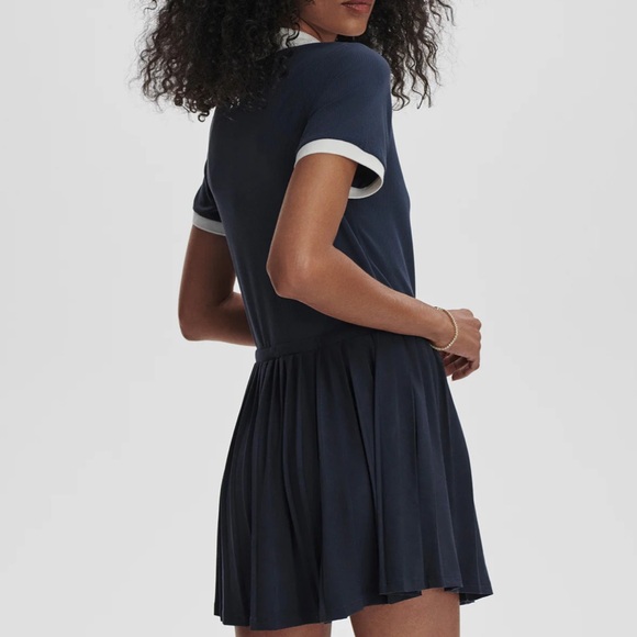 NWOT Varley paloma court dress 30” blue nights/white SZ M - Picture 5 of 12